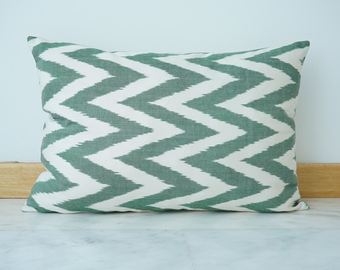 Silk Handmade Ikat Pillow Cover, Modern Cushion Cover, Geometric Pillow Case, Colorful Silk Vintage Art Pillow, Bohemian Fabric Pillow