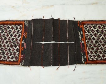 Anatolia Wool Handmade Rug Saddlebag, Embroidery kilim bag, Turkish bohemian saddlebag, Tribal embroidery technique, kilim wool antique bag