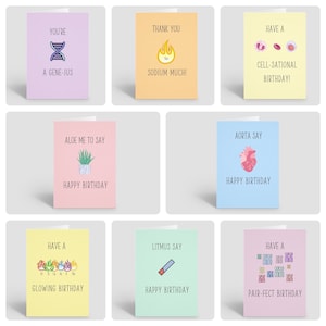 Paquete de 20 tarjetas Science Pun, tarjeta de felicitación, tarjeta de cumpleaños, tarjeta bien hecha.