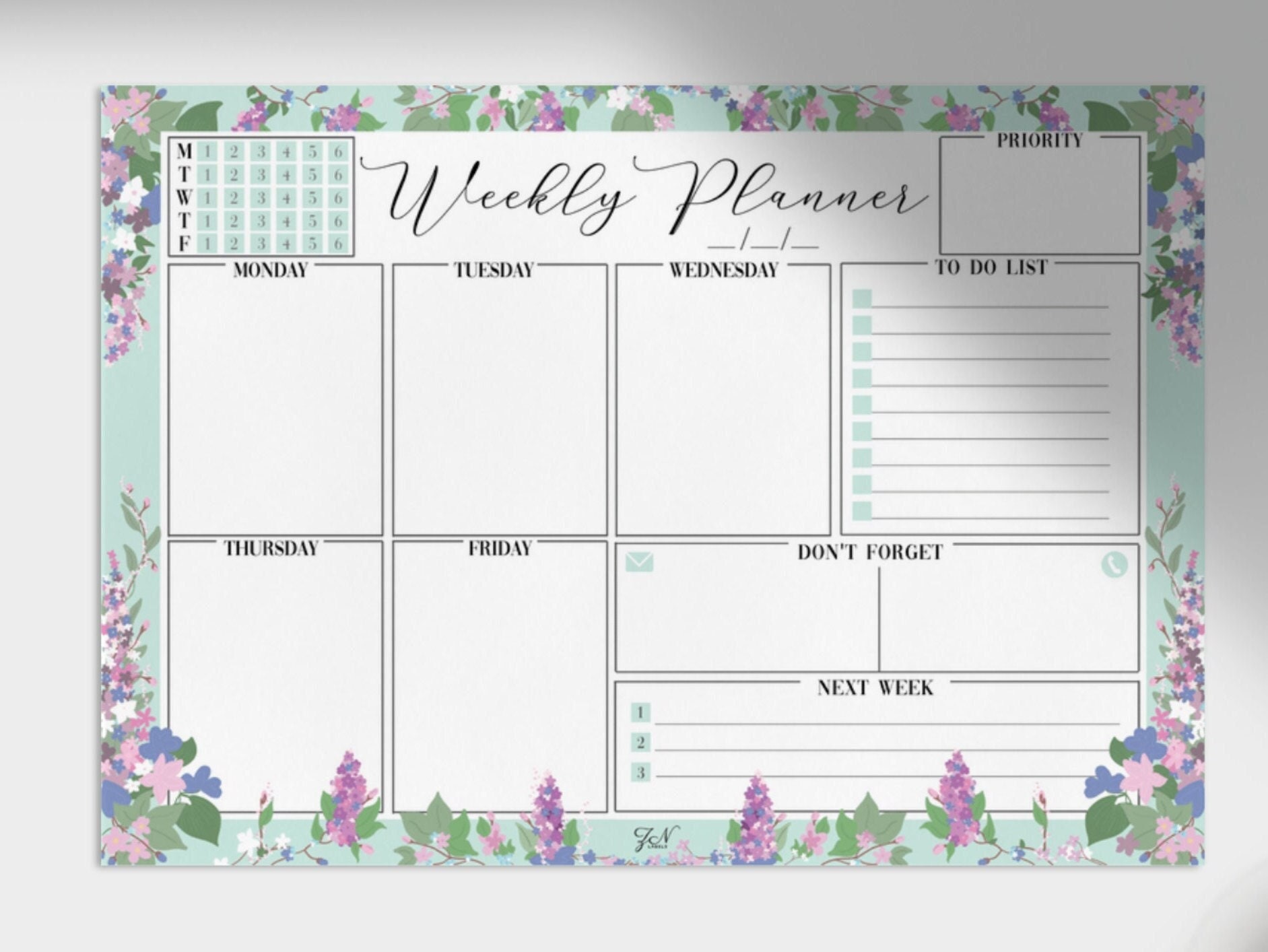 Beautiful Floral Pastel Weekly Planner/desk Pad/ Desk Planner ...