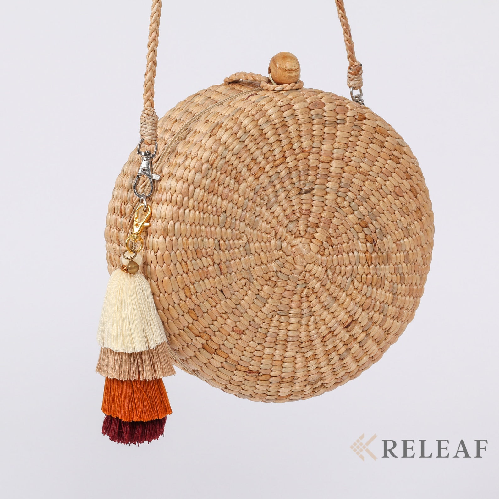 Round Crossbody bag Wicker Circle Straw Purse Women Handbag Etsy