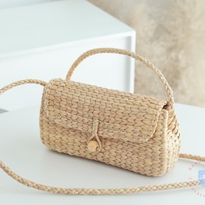 Geflochtene Crossbody Tasche Handgemachte kleine Tasche Geldbörse Handtasche für Frauen Rattan Crossbody Sommer Mini Handy Tasche Chic Hobo Tasche Umhängetasche