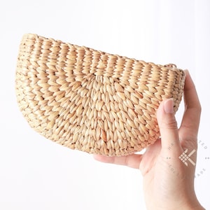 Straw Rattan Clutch • Coin Pouch Purse • Wallet Women Minimalist • Small Beach Coin Purse • Straw Clutch Bag Zip Top • Makeup Bag • Girl Bag