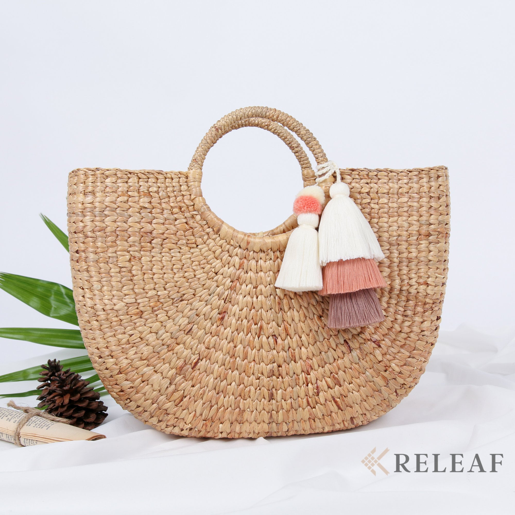 Rosewood Baha Mar FRENCH BASKET Bag, Woven Straw; Beach/Picnic Tote Purse