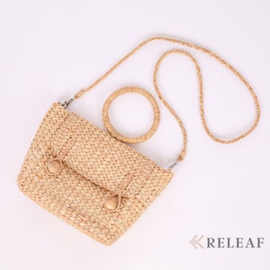 Stroh Geldbörse Crossbody, gewebte Tasche, Korbtasche, Weekender Strandtasche, Boho-Tasche, Stroh-Tasche, Brautjungfern-Tasche.