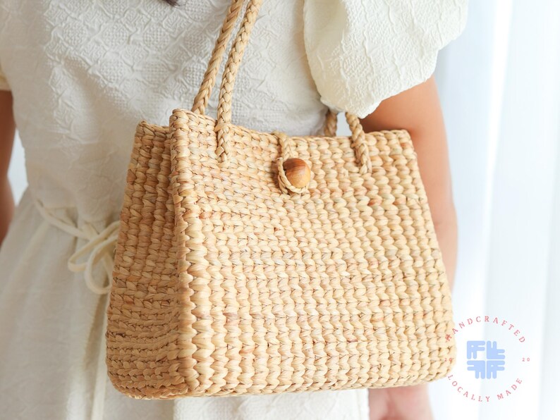 Water Hyacinth Straw Handbag, Classy Hand Woven Bag Eco-friendly Tote ...