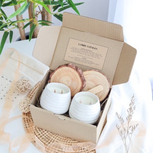 Modern Candle Gift Set | Beeswax Candle |  Fall Candle Gift Box | Relaxation Gift Box | Surprise Mystery Box for Her | Candle Wicks | Spa