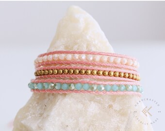 Beaded Layered Bracelet Set: Boho Tribal Healing Crystals