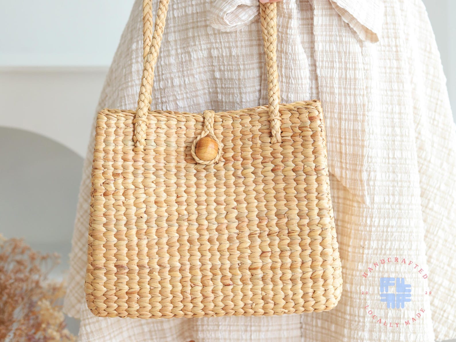 Water Hyacinth Straw Handbag, Classy Hand Woven Bag Eco-friendly Tote ...