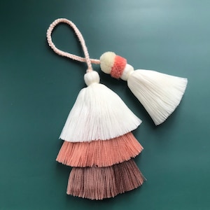 Quasten für Geldbörse, Wickelquasten für Handtasche & Tote, Ombre Pink Quaste, Ombre Braune Quaste, Niedliche Quaste Schlüsselanhänger, Boho Quaste