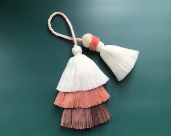 Tassels for Purse, Wrap around tassels for Handbag & Tote, Ombre Pink Tassel, Ombre Brown Tassel, Cute Tassel Keychain, Boho Tassel