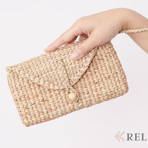 Minimalist Women Wallet Purse • Straw Bag • Small Clutch Bag • Small Woven Bag • Pouch Evening bag • Cute Wristlet  • Clutch Handbag Fashion