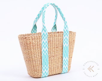 Cute Canvas Tote Handbag, Boho Bag, Straw Tote Bag For Woman, Summer Handbag, Small Purse Basket Beach Bag, Raffia Bag, Woven Bag Straw Bag