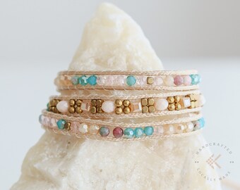 Boho Layered Bracelet Set: Beaded Crystal Tribe String, Adjustable