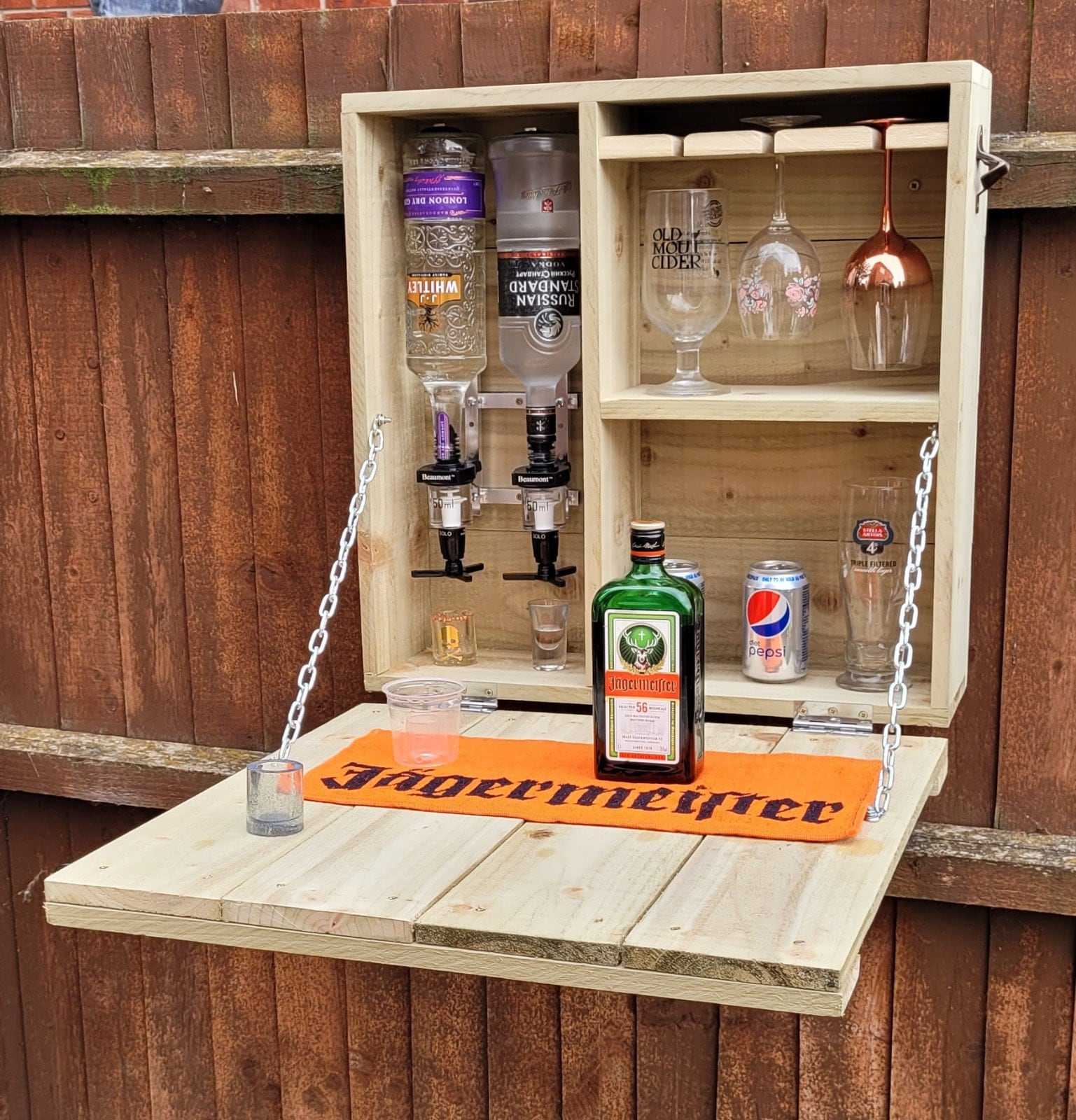 Handmade Mini Bar with Optics Wall or Fence Mounted Drinks Bar | Etsy