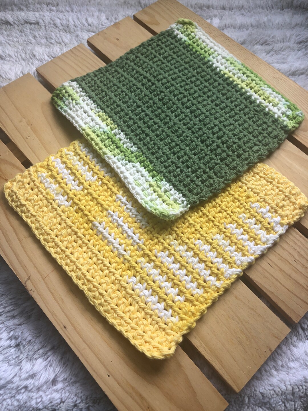 Hand Crochet Dishcloth Hand Crochet Washcloth Set of 2 Etsy
