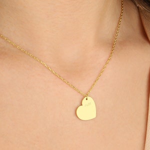 Heart Necklace With Name , Gold Charm Pendant Necklace ,14k gold Heart Name Jewelry , Sterling Silver Custom Charm , Personalized Choker