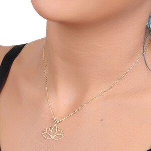 Lotus Necklace For Women , Sterling Silver Lotus Charm , Lotus Flower Jewelry ,lotus flower pendant , Dainty Gold Meditation Necklace