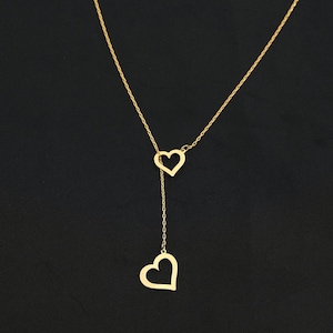 Dainty 14K Real Gold Heart Necklace - Minimalist Jewelry - Handcrafted Heart Pendant Necklace - Solid 14K Gold Jewelry