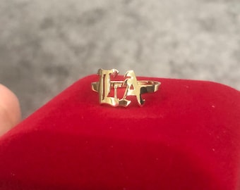 14K Solid Gold Old English Initial Ring: Personalized Couples Ring