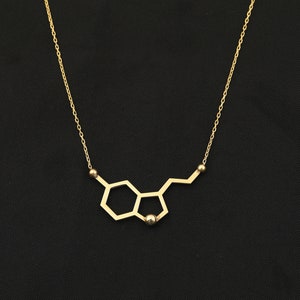 Serotonin Necklace , Silver Molecule Pendant , Best Friend Happiness Necklace , Science Jewelry Gift , Dopamine Molecule Charm