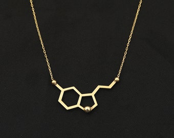 Sterling Silver Serotonin Molecule Necklace, Science Jewelry Gift