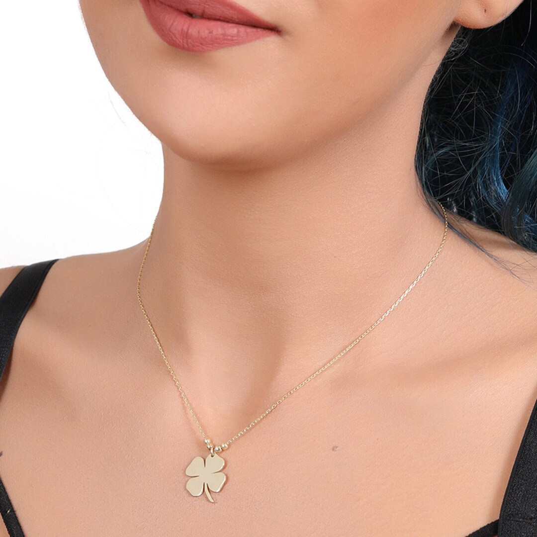 Silver Clover Charm Long Necklace