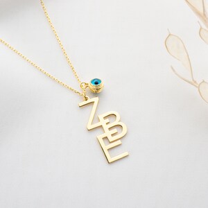 Collar de iniciales verticales, collar de letras en capas, dije de monograma, gargantilla personalizada de plata de ley, joyería de 3 alfabetos