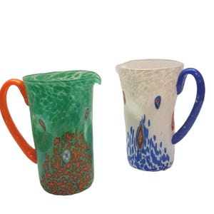 Two-tone Murano glass carafe with murrine
