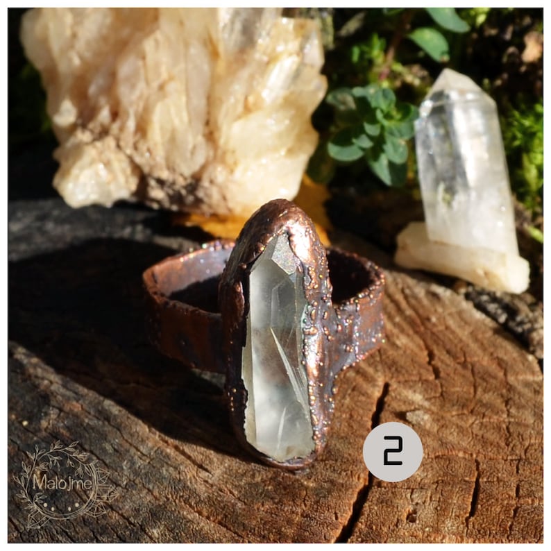 Copper Ring Clear Quartz Gemstone ring Jewelry for women Witchy Copper Crystal ring Boho Ring with gem Copper Jewelry Crystals