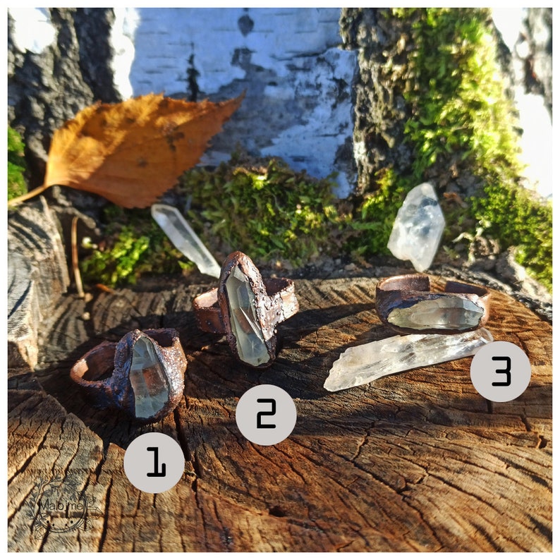 Copper Ring Clear Quartz Gemstone ring Jewelry for women Witchy Copper Crystal ring Boho Ring with gem Copper Jewelry Crystals