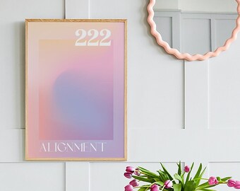 Angel Number 222 Alignment Print | Digital Art Download | Spiritual Manifestation Gradient Aura Wall Art | Cute Trendy Wall Art