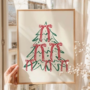 Christmas Tree Print, Digital Art Download, Whimsical Christmas Decor, Cute Holiday Wall Art, Trendy Christmas Art Print, Christmas Wall Art