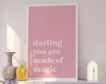 Hecho de impresión de cita mágica / Descarga de arte digital / Arte imprimible de tipografía rosa mínima / Arte de pared de moda