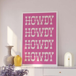 Howdy Print | Digital Art Download | Retro Cowgirl Wall Art | Country Western Art Print | Trendy Retro Cowboy Wall Art