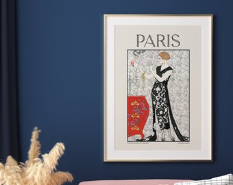 Francuska moda z lat 20. XX wieku | Pobieranie sztuki cyfrowej | Sztuka ścienna Georges Barbier Paris | Wydruk sztuki mody Vogue | Urocza modna sztuka ścienna