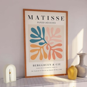 Wydruk wystawy Matisse&#39;a | Pobieranie sztuki cyfrowej | Wycinanki z papieru Francuska abstrakcyjna sztuka do druku | Abstrakcyjna sztuka ścienna | Urocza modna sztuka ścienna