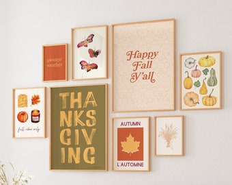 Thanksgiving Gallery Wall | Digital Art Download | 10 Printables | Rustic Fall Art Prints | Autumn Wall Art | Fall Wall Decor