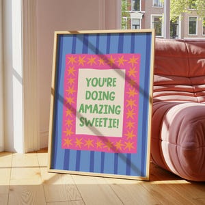 Arte mural motivacional, decoración con frases positivas, estética colorida para trabajar desde casa, decoración bonita para el espacio de trabajo, descarga digital