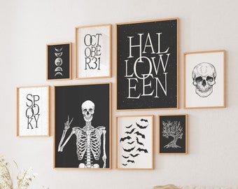 Halloween Gallery Wall Set, Digital Art Download, 10 Printables, Spooky Halloween Gallery Wall, Halloween Wall Decor