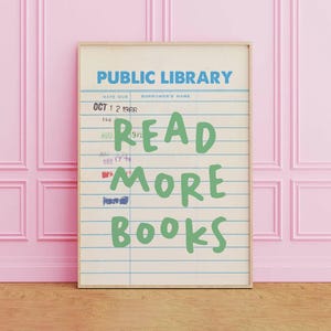 Impresión de libros, descarga de arte digital, decoración de biblioteca, póster de lectura moderno, arte mural para amantes de los libros, arte de tarjeta de biblioteca
