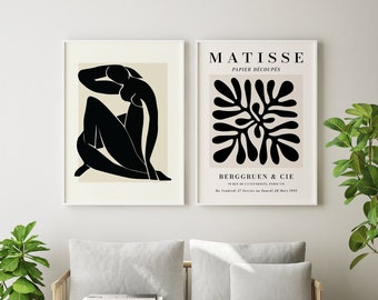 Set of 2 Matisse Exhibition Poster Digital Art Download | Paper Cut-Outs French Abstract Printable Art | Cute Trendy Wall Art