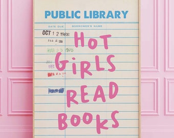 Hot Girls Read Books Print, Digital Art Download, Cute Book Nook