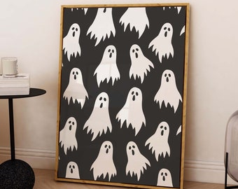 Ghosts Print | Digital Art Download | Cute Halloween Wall Decor | Trendy Halloween Wall Art | Spooky Season Poster