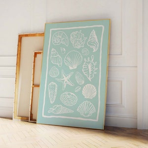 Seashells Print | Digital Art Download | Cute Summer Art Print | Girly Wall Art | Trendy Beach House Decor | Coastal Wall Art