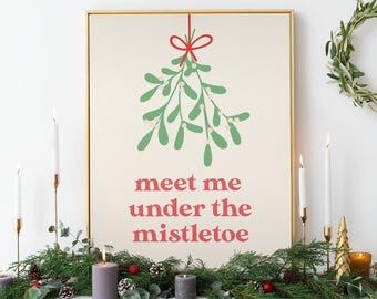 Mistletoe Print | Digital Art Download | Mistletoe Christmas Decor | Cute Holiday Wall Art
