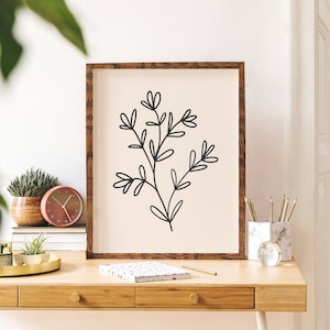 Minimal Line Botanical Gallery Wall | Digital Art Download | Black Floral Printable Art | Neutral Trendy Wall Art