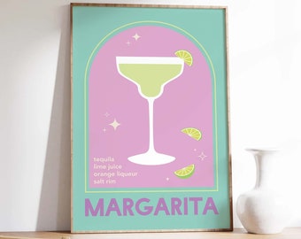 Margarita Cocktail Print | Digital Art Download | Cute Tequila Cocktail Bar Printable Art | Kitchen Wall Art