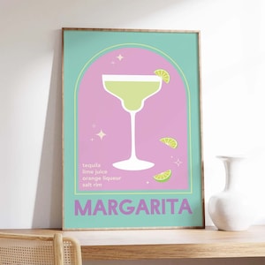Margarita Cocktail Poster | Digitale Kunst Download | Niedliche Tequila Cocktail Bar druckbare Kunst | Küchen Wandkunst