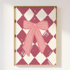 Vintage Bow Wall Art, Digital Art Download, Whimsical Valentine Print, Aesthetic Girly Wall Art, Cute Ribbon Day Art, Bow Wall Art